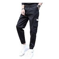 Men's Chic  Modern Athleisure Tactical Cargo Cropped Pants Pocket Multi Pocket Elastic Drawstring Design Ankle-Length Pants Daily Leisure Sports Micro-elastic Plain Letter Comfort Quick Dry Mid Waist Lightinthebox - thumbnail