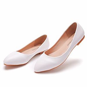 Women's Flats Flat Heel Pointed Toe Basic PU Solid Colored White miniinthebox