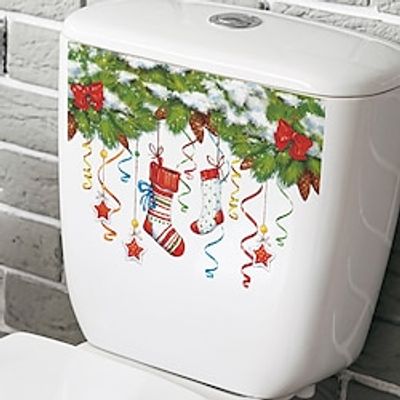 Christmas Leaf Light Ball Ribbon Stickers Children's Room Toilet Stickers Home Decoration Wall Stickers self-adhesive Stickers Xmas Stickers Lightinthebox