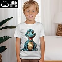 Boys 3D Cartoon Dinosaur Tee Shirt Short Sleeve 3D Print Summer Active Sports Fashion 100% Cotton Kids 3-12 Years Crew Neck Outdoor Casual Daily Regular Fit miniinthebox