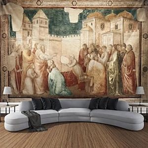 Renaissance Religious Art Hanging Tapestry Wall Art Large Tapestry Mural Decor Photograph Backdrop Blanket Curtain Home Bedroom Living Room Decoration, Christian Art, Frescoes Lightinthebox