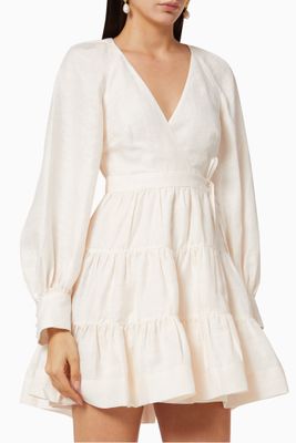 Elsa Linen Wrap Mini Dress Elsa Linen Wrap Mini Dress