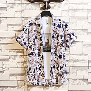 Men's Shirt Other Prints Graphic Graphic Prints Plus Size Print Short Sleeve Casual Tops Chinoiserie Blue Brown Lightinthebox