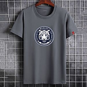 Men's Unisex Tee T shirt Hot Stamping Graphic Prints Tiger Plus Size Print Short Sleeve Casual Tops Cotton Basic Fashion Designer Big and Tall White Black Dark Gray Lightinthebox