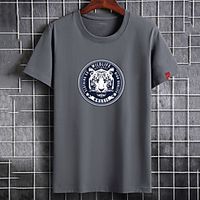 Men's Unisex Tee T shirt Hot Stamping Graphic Prints Tiger Plus Size Print Short Sleeve Casual Tops Cotton Basic Fashion Designer Big and Tall White Black Dark Gray Lightinthebox - thumbnail