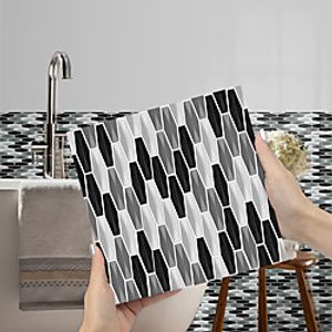 Imitation Epoxy Tile Sticker Color Mosaic Black and White Tile Wall Sticker House Renovation DIY Self-adhesive PVC Wallpaper Painting Kitchen Waterproof and Oilproof Wall Sticker miniinthebox