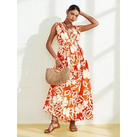Cotton Resort Wear Sleeveless Floral Maxi Dress - thumbnail