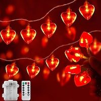 Valentine's Day String Lights 3m 20LEDs Remote Control Heart Fairy Lights 8 Mode Lighting Wedding Party Valentine's Day Scene Atmosphere Decoration Lightinthebox - thumbnail