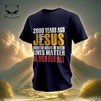 Religious Jesus Print Men's Graphic 100% Cotton Shirt Vintage Shirt Short Sleeve Comfortable Tee Summer Fashion Designer Clothing Lightinthebox - thumbnail