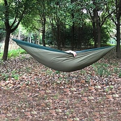 Camping Hammock Outdoor Breathable Breathability Wearable Adjustable Flexible Quick Dry Nylon with Carabiners and Tree Straps for 1 person Camping  Hiking Hunting Traveling Army Green Burgundy Orange Lightinthebox