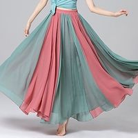 Women's Skirt Swing Long Skirt Maxi Chiffon Black Pink Red Blue Skirts Autumn / Fall Layered Tulle Fashion Summer Performance Carnival M L XL miniinthebox - thumbnail