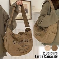 Women's Crossbody Bag Shoulder Bag Hobo Bag Canvas Outdoor Shopping Daily Large Capacity Lightweight Durable Letter Dark Beige khaki Lightinthebox - thumbnail