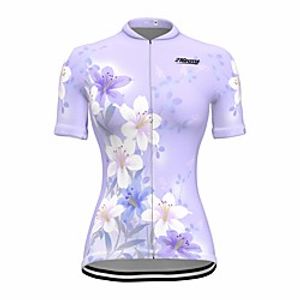 21Grams Women's Short Sleeve Cycling Jersey Summer Spandex Polyester Purple Floral Botanical Bike Jersey Top Mountain Bike MTB Road Bike Cycling Quick Dry Moisture Wicking Breathable Sports Clothing Lightinthebox