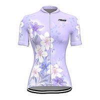 21Grams Women's Short Sleeve Cycling Jersey Summer Spandex Polyester Purple Floral Botanical Bike Jersey Top Mountain Bike MTB Road Bike Cycling Quick Dry Moisture Wicking Breathable Sports Clothing Lightinthebox - thumbnail
