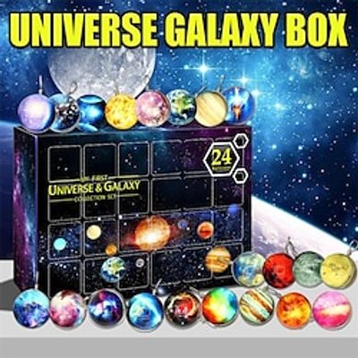 24 Days Christmas Advent Calendar Countdown Universe Collection Cosmic Planet Set Christmas Planet Decoration Ball Christmas Hand-Torn Calendar Gift Box miniinthebox
