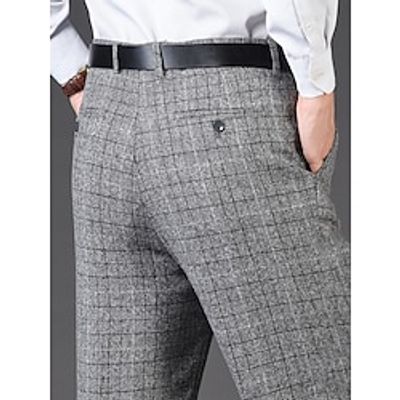 Men's Dress Pants Winter Pants Trousers Suit Pants Tweed Pants Pocket Plaid Comfort Breathable Outdoor Daily Going out Fashion Casual Khaki Grey Lightinthebox