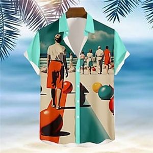 Beach Casual Men's Shirt Outdoor Street Casual Daily Summer Turndown Short Sleeve Red Blue Orange S M L Shirt Lightinthebox