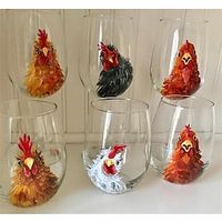 Hand Painted Chicken Wine Glass, Novel and Unique Chicken Wine Glass, Gift for Mom, Friends, Girlfriends, Gift Idea for Birthday, Housewarming - Extra Large Goblets Lightinthebox - thumbnail