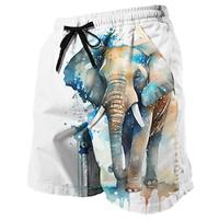 Men's Shorts Summer Shorts Casual Shorts Pocket Drawstring Elastic Waist Animal Elephant Breathable Soft Short Casual Daily Holiday Fashion Streetwear White Micro-elastic Lightinthebox