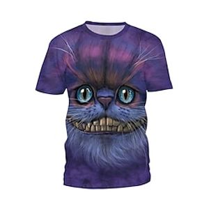 Men's Unisex T shirt Tee Cartoon Graphic Prints Crew Neck Purple Short Sleeve 3D Print Outdoor Street Print Tops Sports Designer Casual Big and Tall / Summer / Summer miniinthebox