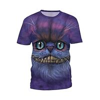 Men's Unisex T shirt Tee Cartoon Graphic Prints Crew Neck Purple Short Sleeve 3D Print Outdoor Street Print Tops Sports Designer Casual Big and Tall / Summer / Summer miniinthebox - thumbnail