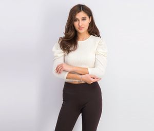 Womens Balloon Sleeve Tops  Off White
