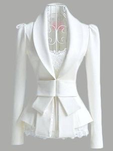 Fold Over Collar Bow Plain Blazer