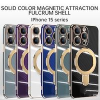 Phone Case For iPhone 15 Pro Max Plus iPhone 14 13 12 Pro Max Plus Back Cover Magnetic Adsorption With Magsafe with Stand Holder Camera Lens Protector Support Wireless Charging TPU Plating miniinthebox
