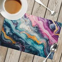 Linens Dining Table Placemats Marble Paint Fluid Heat Resistant Waterproof Oil Proof and Insulated Household Dining Table Mats for Kitchen Coffee Center Table Side Party 1PC Lightinthebox