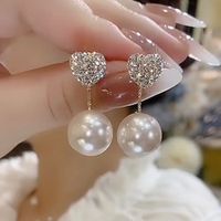 Women's Stud Earrings Drop Earrings Hoop Earrings Retro Sweet Heart Vintage Cute Stylish Luxury Elegant Imitation Pearl Earrings Jewelry Gold For Party Street Daily Holiday Festival 1 Pair Lightinthebox - thumbnail