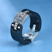 Deformed ceramic ring simple diamond-studded men's and women's ring creative accessories