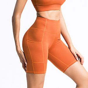 Women's High Waist Yoga Pants Yoga Shorts Biker Shorts Pocket Shorts Bottoms Moisture Wicking Quick Dry Solid Color Black Orange Dark Coffee Yoga Fitness Gym Workout Summer Sports Activewear Stretchy Lightinthebox
