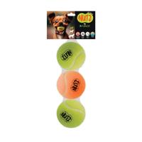 NutraPet Nutz Tennis Balls 2 Non Squeaker And 1 Squeaker - Small 1.75in