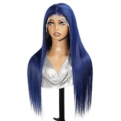 13X4 Blue Lace Front Human Hair wig Straight Wave Clear HD Lace Front wig Pre-drawn Brazilian dark Blue Lace Front wig 150 density Lightinthebox 13X4 Blue Lace Front Human Hair wig Straight Wave Clear HD Lace Front wig Pre-drawn Brazilian dark Blue Lace Front wig 150 density Lightinthebox