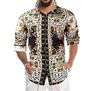 Men's Shirt 3D Print Leopard Animal 3D Long Sleeve Street Tops Fashion Sports Rainbow miniinthebox