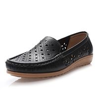 Hollow Out Breathable Leather Flat Slip On Driving Shoes