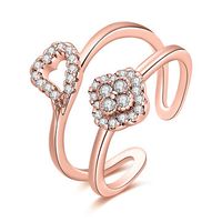INALIS Sweet Ring Heart Flower Zircon Elegant Ring Gift