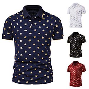 Men's Polo Other Prints Graphic Print Short Sleeve Casual Tops Simple Lightweight Comfortable White Wine Black  Work Lightinthebox