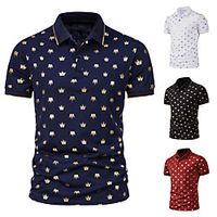 Men's Polo Other Prints Graphic Print Short Sleeve Casual Tops Simple Lightweight Comfortable White Wine Black  Work Lightinthebox - thumbnail