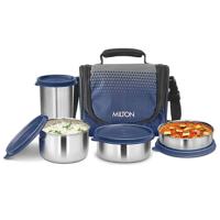 Milton Tasty 3 Stainless Steel Containers Combo Lunch Bag With Tumbler - Blue MT_TSS5_BU