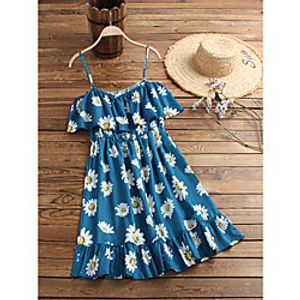 Women's Strap Dress Knee Length Dress Blue Khaki White Black Red Short Sleeve Floral Leopard Graphic Prints Print Spring Summer Off Shoulder Basic Chic  Modern 2021 S M L XL 2XL miniinthebox