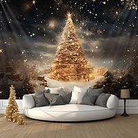 Christmas Tree Hanging Tapestry Wall Art Large Xmas Tapestry Mural Decor Photograph Backdrop Blanket Curtain Home Bedroom Living Room Decoration miniinthebox - thumbnail