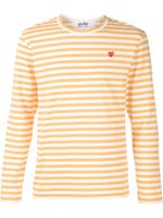 Comme Des Garçons Play heart logo striped T-shirt - Yellow - thumbnail