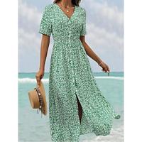 Women's Chiffon Dress Paisley Tie Front Ruched V Neck Long Dress Maxi Dress Sleeveless Summer Lightinthebox