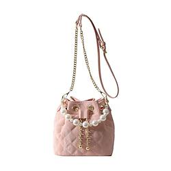 Women's Crossbody Bag Drawstring Bag PU Leather Party Daily Pearls Chain Large Capacity Geometric Black White Pink Lightinthebox