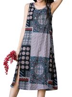 Ethnic Printed Sleeveless Vintage Dresses