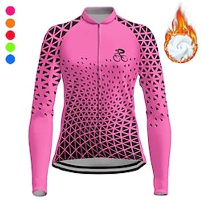 21Grams Women's Cycling Jersey Long Sleeve Winter Bike Top with 3 Rear Pockets Mountain Bike MTB Road Bike Cycling Fleece Lining Breathable Moisture Wicking Reflective Strips Violet Yellow Pink miniinthebox