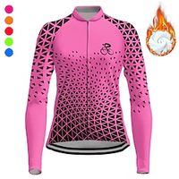 21Grams Women's Cycling Jersey Long Sleeve Winter Bike Top with 3 Rear Pockets Mountain Bike MTB Road Bike Cycling Fleece Lining Breathable Moisture Wicking Reflective Strips Violet Yellow Pink miniinthebox - thumbnail