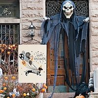 Happy Halloween Skeleton Dachshund Dog Garden Flag Double-Sided Skeleton Dachshund Dog with Skull Spooky Face Balloons Yard Flag for Halloween Holidays Outdoor Yard Decorations 12x18 inch (halloween S miniinthebox - thumbnail