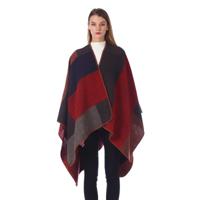 Autumn Winter Thicken warm Shawl Imitation cashmere Knit Cardigan fashion Plaid Hem Loose Cape Shawl Women Poncho casual cloak Pashmina